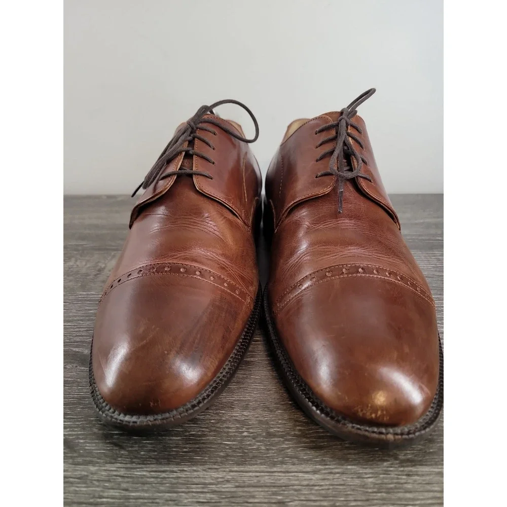 Johnston & Murphy Signature Series Cap Toe Derby Shoes Men's 10 M Brown Leather